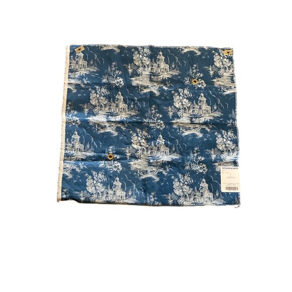 Schumacher Sur La Rive Fabric Swatch Blue & White 25 x 25 Inch sample. READ - Picture 3 of 5